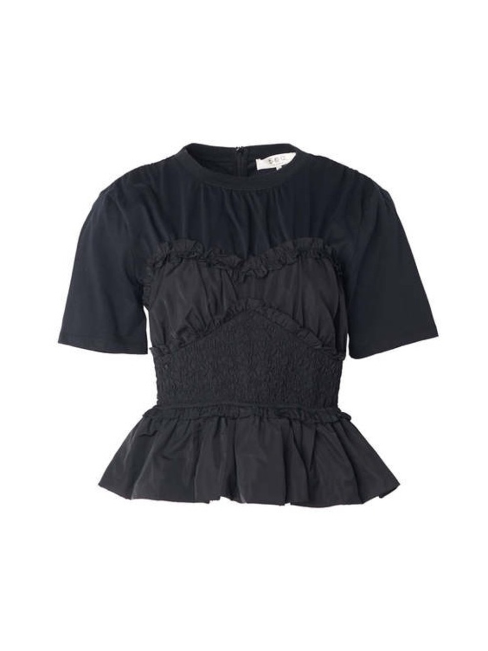 Sea NYC corset ‘Diana Tafetta’ Black Ruffled Peplum Short-Sleeve corset top XL